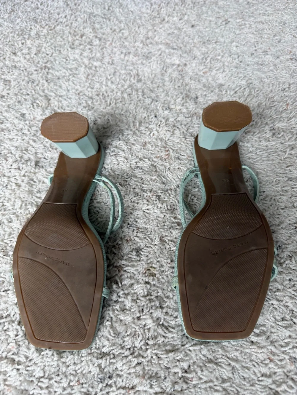 Marc Fisher Mint Green Strappy Block Heel Sandals